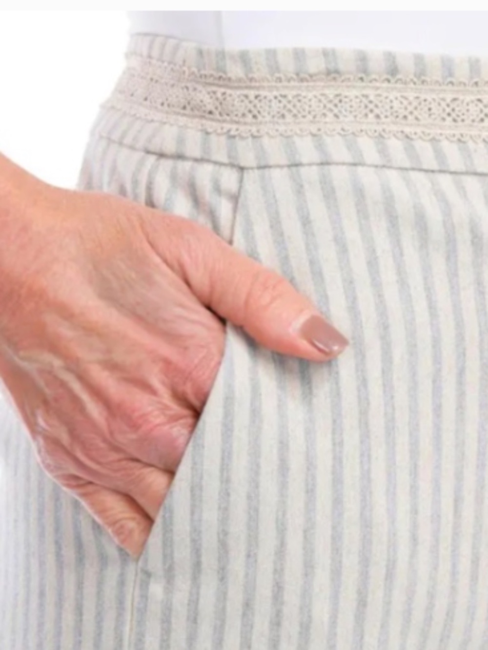 NEW Nanette Lepore Striped Pants | Crochet Waistband | Lightweight Large